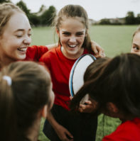 Young girls playing rugby Young girls playing rugby