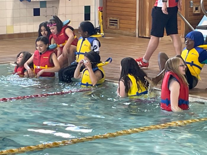 Girls in the pool