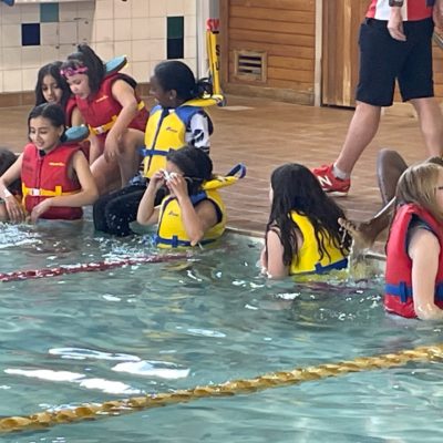 Girls in the pool