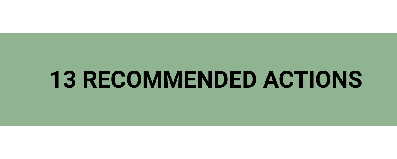 13 Recommended Actions